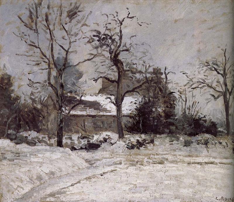 Camille Pissarro snow house oil painting image